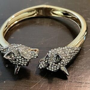Alexis Bittar Gold and Silver Double Fox Head Bracelet.